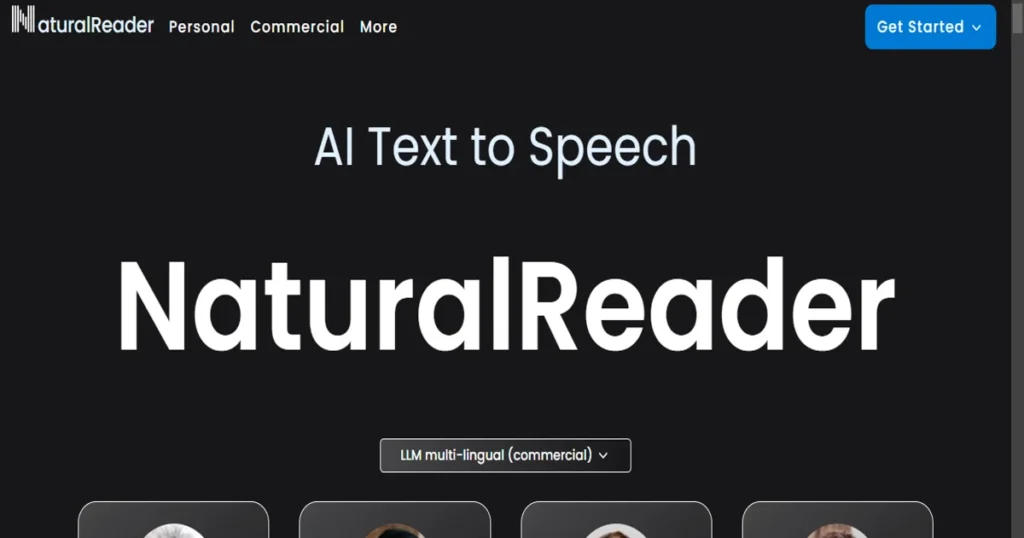 "NaturalReader AI text-to-speech platform interface showing multilingual voice options."