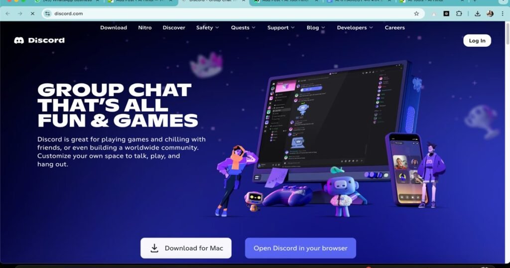 Screenshot of Discord homepage showing platform features where users access AI tools like Midjourney.